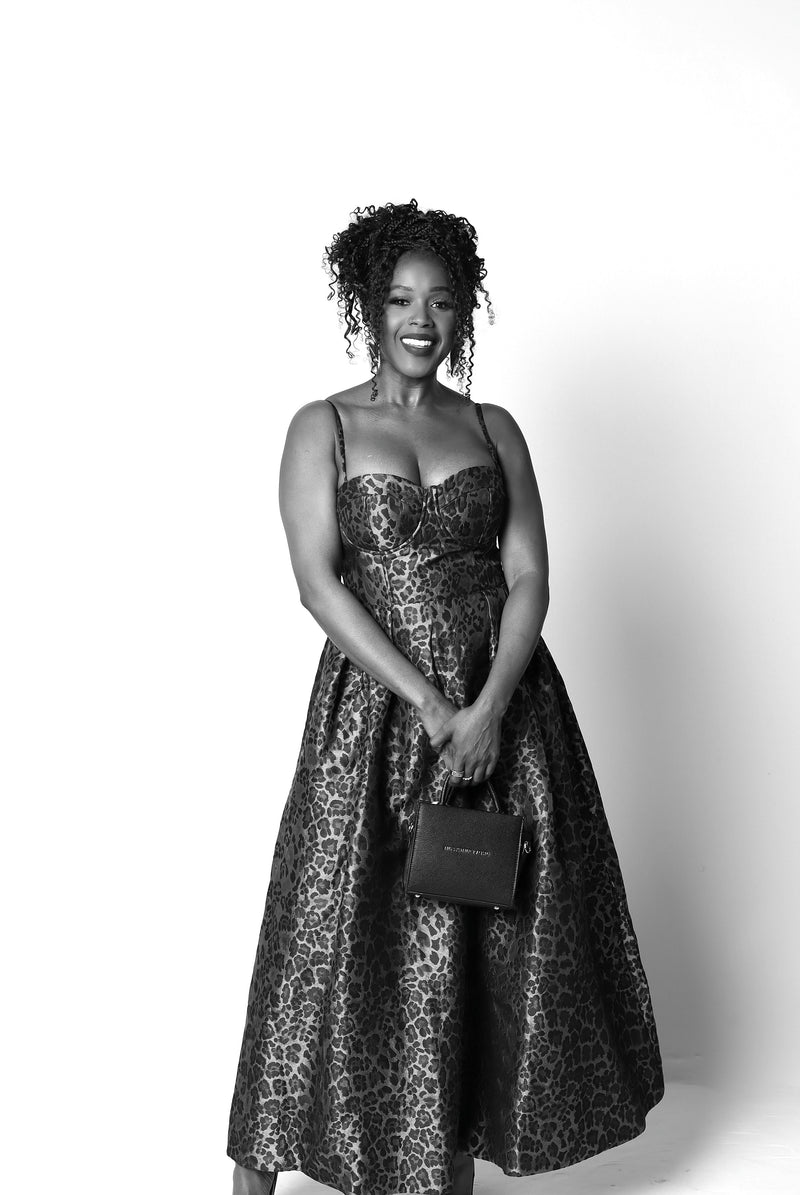 Full length portrait photo booth highlighting guest outfit at Dallas celebration